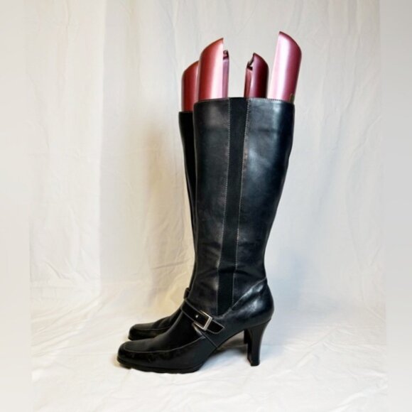 Worthington Black Genuine Leather Knee High Zip Boots~8~ - Picture 4 of 7